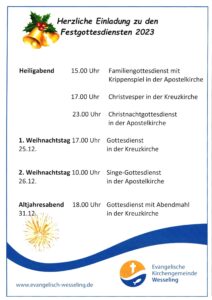 Mehr über den Artikel erfahren Übersicht unserer Festgottesdienste 2023