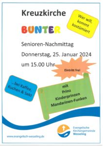 Mehr über den Artikel erfahren Seniorenkarneval am 25. Januar 2025